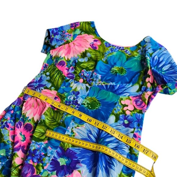 Waltah Clarke Vintage Hawaiian Maxi Dress, Short Sleeve, Vibrant, Floral, Small - Picture 5 of 10